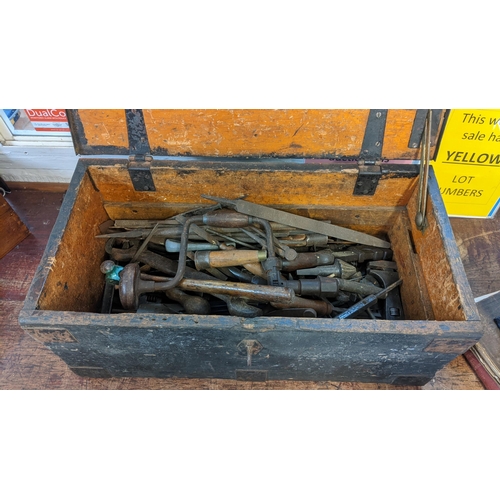 79 - A collection of wood working tools contained in a twin handled chest
Location:G