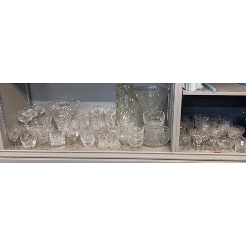 81 - Mixed glassware to include Stuart thistle pattern glasses, art glass vase, large crystal vase and ot... 