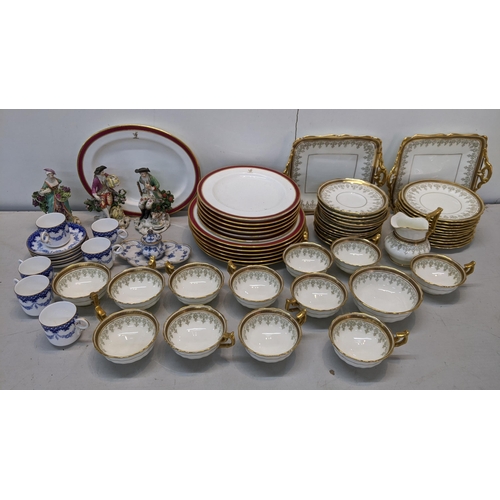 88 - A mixed lot of porcelain to include Cauldron china, Victorian plates marked Alfred B Pearce to the b... 