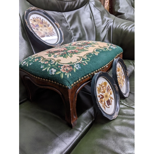 229 - A carved wooden framed and green leatherette upholstered two-seater sofa and matching armchair, remo... 