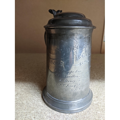 230 - A 19th century glass bottomed pewter tankard commemorating Brasenose College, Oxford Regatta, 1879 S... 