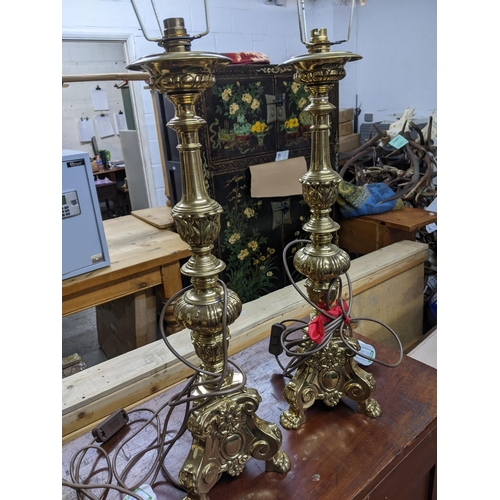 235 - A pair of brass table lamps, 65cm high
Location:G