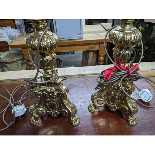 235 - A pair of brass table lamps, 65cm high
Location:G