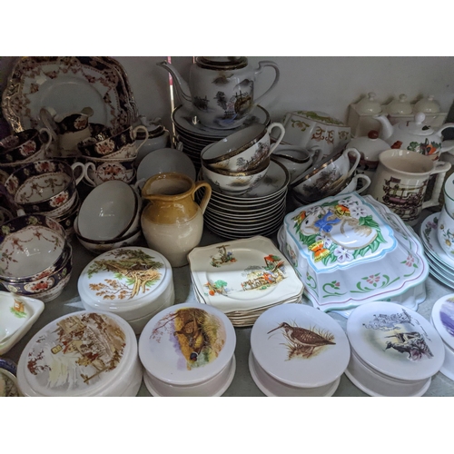 239 - Mixed ceramics to include a Japanese eggshell lithophane  tea set, various pot lids and bases, porce... 