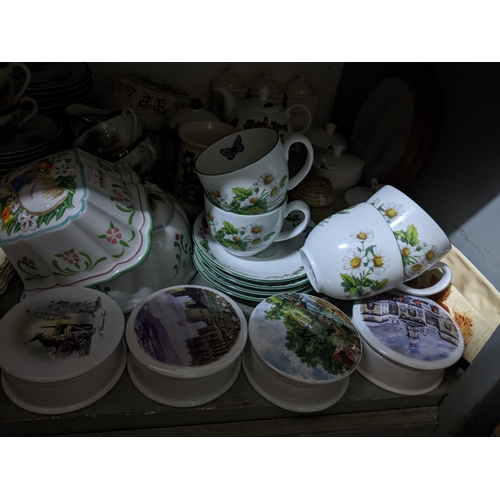 239 - Mixed ceramics to include a Japanese eggshell lithophane  tea set, various pot lids and bases, porce... 