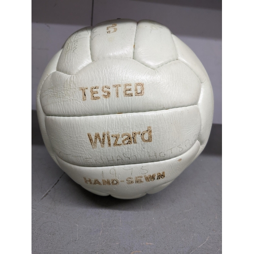 242 - A Wisden hand sewn Wizard football autographed with the team platers for Tottenham Hotspur football ... 