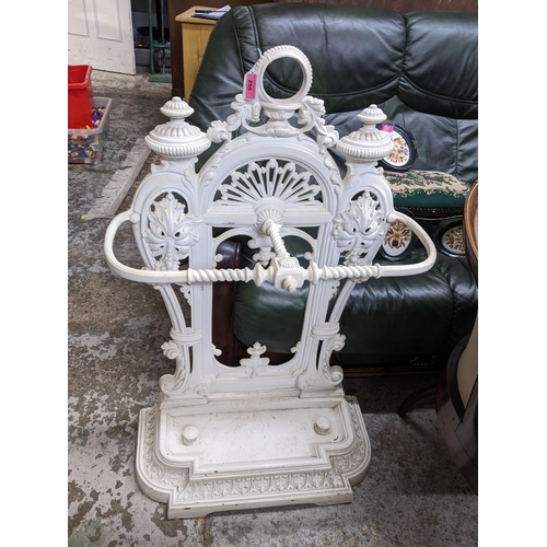 255 - A white painted cast iron Victorian style umbrella stand Location:G