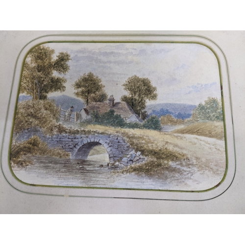 340 - A group of Victorian and later watercolours to include one of a canoe travelling over white water ra... 