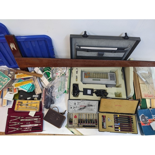 197 - Draughtsman's related items to include rulers, a scriber, pens and other items
Location:G