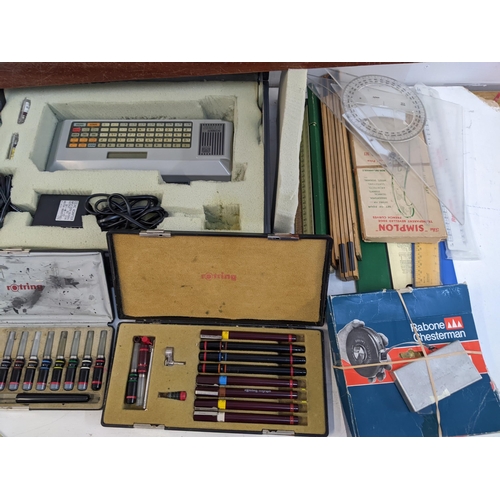 197 - Draughtsman's related items to include rulers, a scriber, pens and other items
Location:G