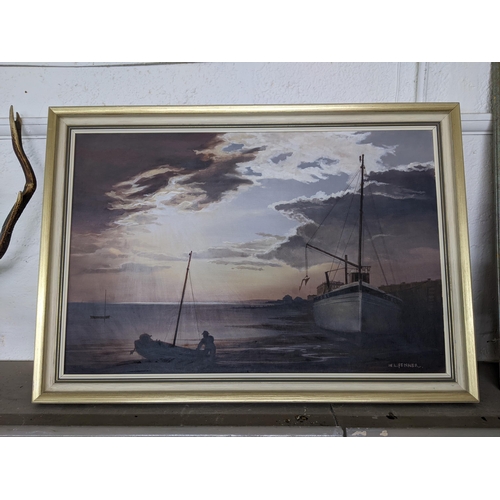 466 - Walter Leslie Fenner - low tide at sunset in Brighton oil on board signed
Location: BWR