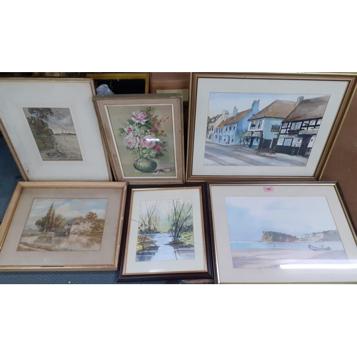 366 - A quantity of 20th century watercolours to include a Brian Hayes watercolour of Teignmouth beach
Loc... 