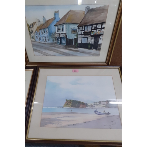 366 - A quantity of 20th century watercolours to include a Brian Hayes watercolour of Teignmouth beach
Loc... 