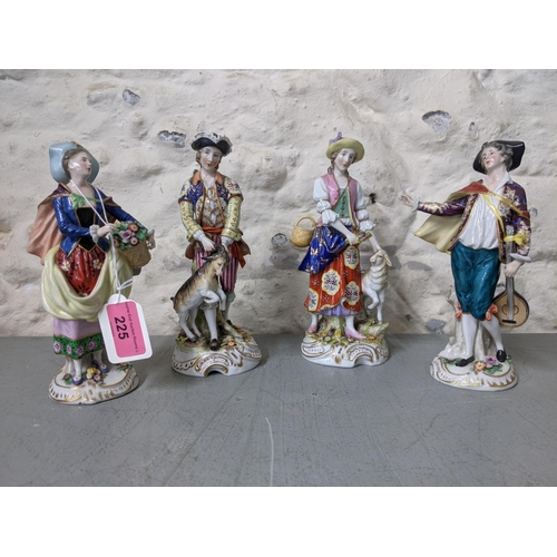 224 - A quantity of 13x late 19th/early 20th mainly German porcelain figures each in 18th century costume
... 