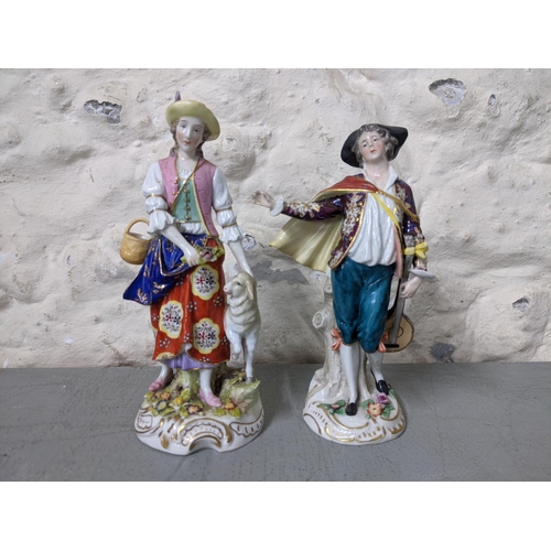 224 - A quantity of 13x late 19th/early 20th mainly German porcelain figures each in 18th century costume
... 