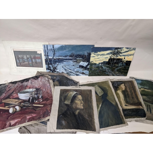 266 - Paintings to include Norma Ingham - a still life, portraits on canvas and landscapes on board
Locati... 