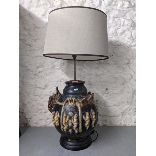 276 - A patinated pottery Kamir style vase converted to a lamp
Location:LAM