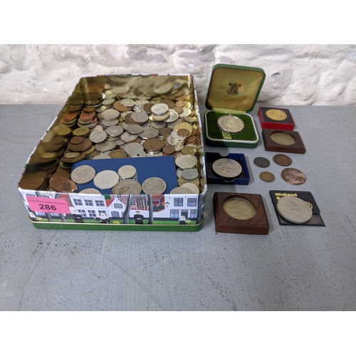 286 - Various British and foreign coins to include a George III farthing and various others
Location:A4B