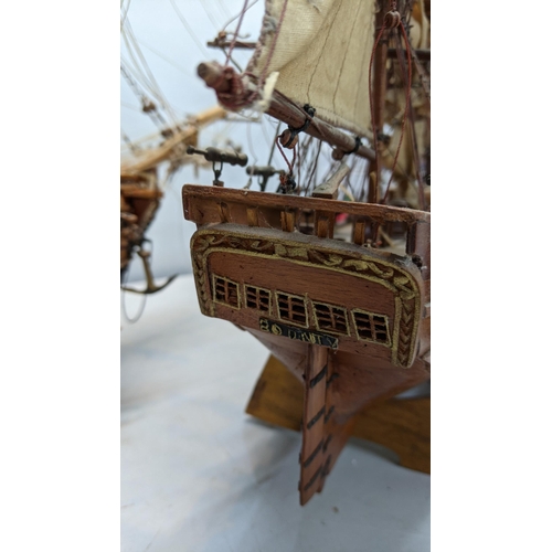 372 - A group of scratch built naval ships HMS Victory, HMS Bounty and other. Moving articulated pieces . ... 