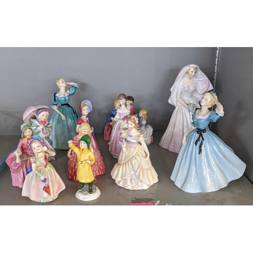 41 - A group of ten Royal Doulton figures of ladies A/F to include Miss Muffet HN11937, Bo Peep, HNS811, ... 