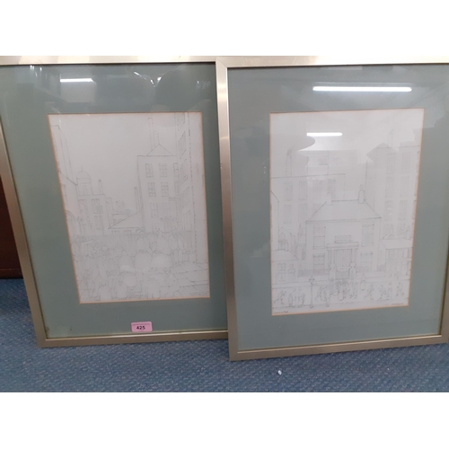 425 - A pair of L.S Lowry prints of sketches, one entitled 'Scene in a Street' and a similar print
Locatio... 