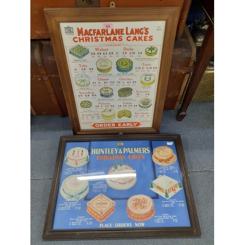 426 - Two Vintage Christmas cake adverts, to include a framed Macfarlane Lang's Christmas cakes advertisin... 