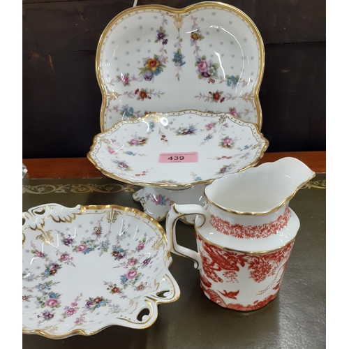 439 - Four pieces of Royal Crown Derby comprising three Royal Antoinette dressing table items and a Red Av... 