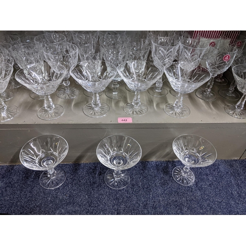 442 - A collection of domestic glassware to include Royal Albert cut crystal and other glasses
Location: R... 