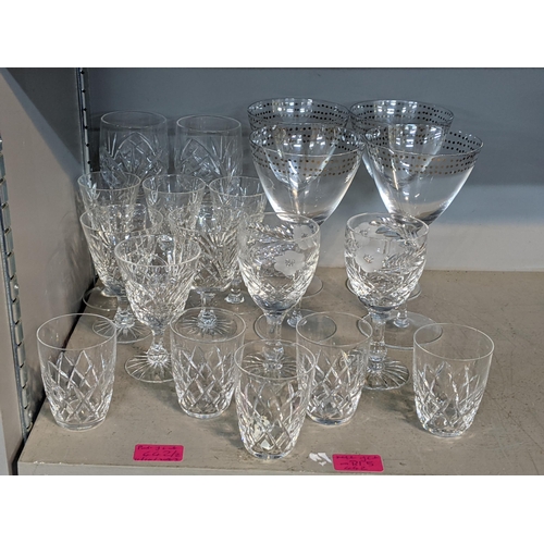 442 - A collection of domestic glassware to include Royal Albert cut crystal and other glasses
Location: R... 