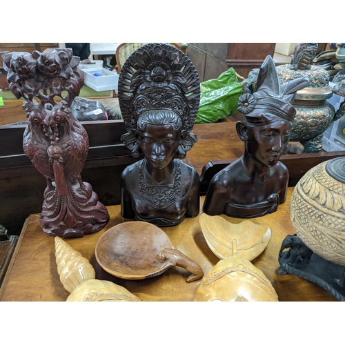 445 - A group of treen items to include African busts, boxes and masks and other items
Location: A2B