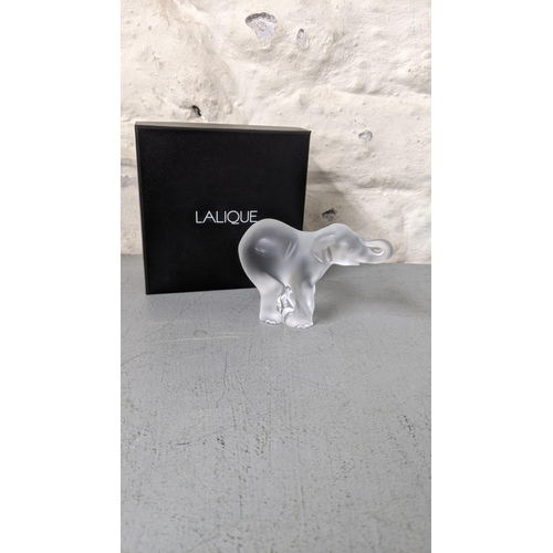 448 - A Lalique glass elephant calf with its box
Location: R2.2