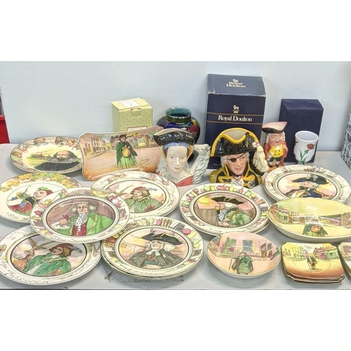 451 - A mixed lot to include Royal Doulton character jugs, Royal Doulton Dickens ware together with Royal ... 