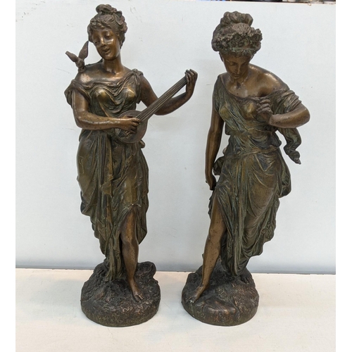 454 - A Pair of 19th century Spelter figures 48cmH of classical ladies
Location: RWB