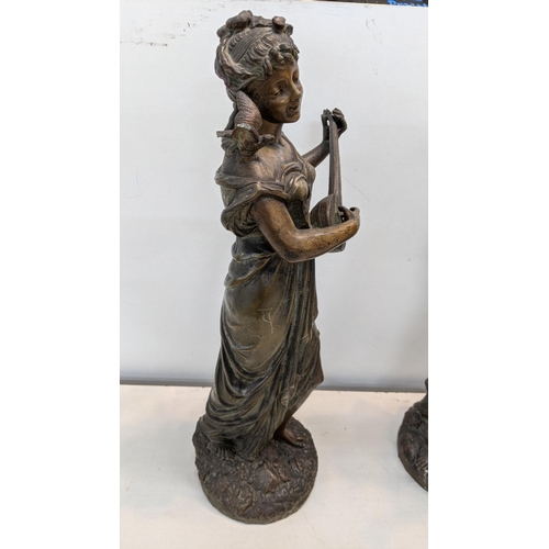 454 - A Pair of 19th century Spelter figures 48cmH of classical ladies
Location: RWB