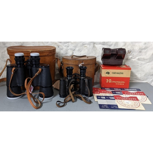 459 - Two binoculars to include an Octia No 9373 7x50 and a pair of stereo prism binoculars no 56492, and ... 