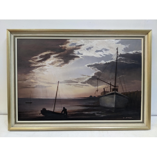 466 - Walter Leslie Fenner - low tide at sunset in Brighton oil on board signed
Location: BWR