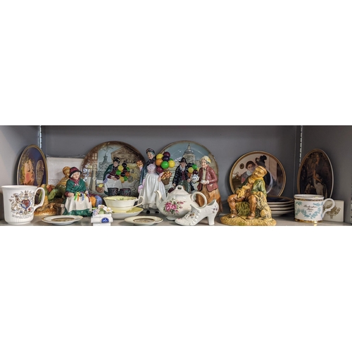 84 - Ceramics to include Royal Doulton figures HN1843, HN2017, HN2255, plates D6655, D6649, commemorative... 