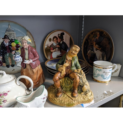 84 - Ceramics to include Royal Doulton figures HN1843, HN2017, HN2255, plates D6655, D6649, commemorative... 