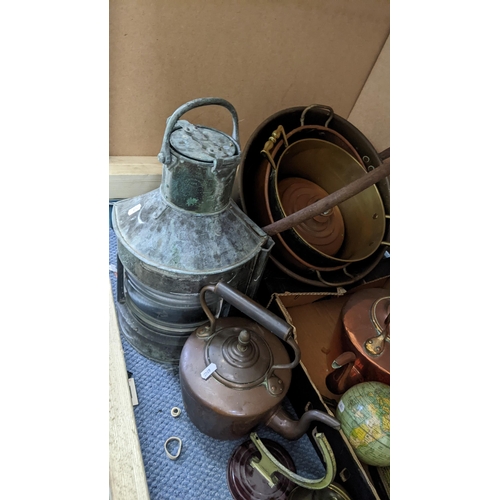 220 - Mixed metalware to include a kettle, vintage lanterns, fire irons and other items
Location:LAM