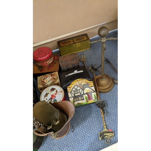 220 - Mixed metalware to include a kettle, vintage lanterns, fire irons and other items
Location:LAM