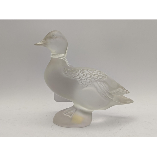 461 - Lalique frosted glass model of a duck, engraved Lalique France to base A/F
Location: A4B