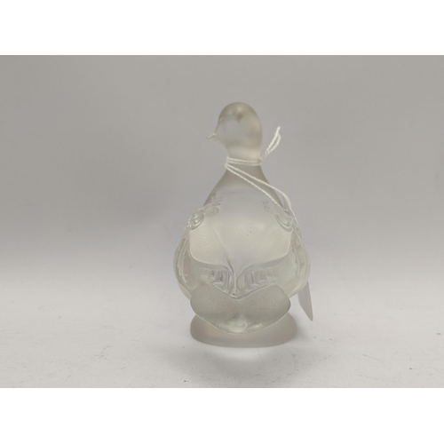 461 - Lalique frosted glass model of a duck, engraved Lalique France to base A/F
Location: A4B