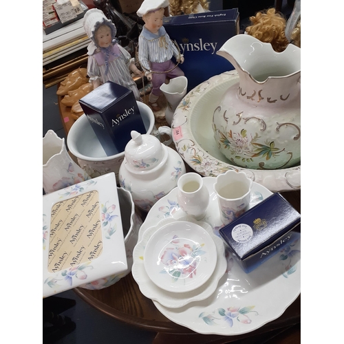 384 - A Grindley 4 piece wash set and other decorative ceramics and pottery to include Aynsley Little Swee... 