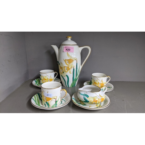 420 - Susie Cooper 1920s coffee set Daffodils A/F Location: R2.2