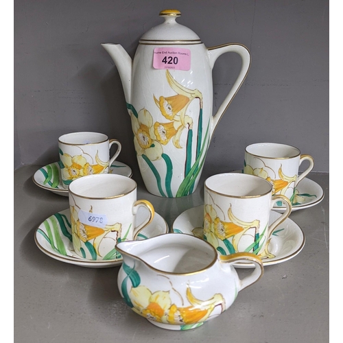 420 - Susie Cooper 1920s coffee set Daffodils A/F Location: R2.2