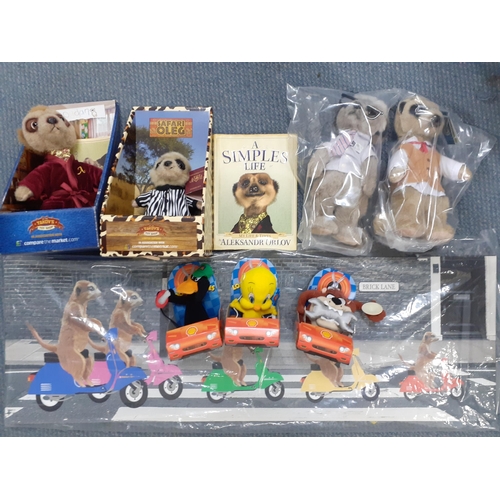 511 - Compare the Market Meercat teddies, a print, a book and three Esso promotional toys
Location: 1.5