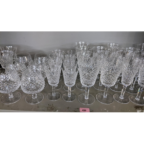 496 - A collection of Waterford Alana Crystal glasses, together with an engraved glass Location: 2.2