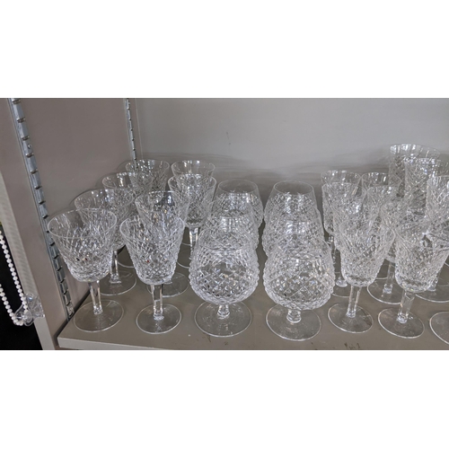 496 - A collection of Waterford Alana Crystal glasses, together with an engraved glass Location: 2.2