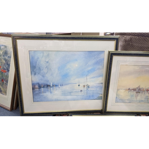 497 - Michael Goymour - Three watercolours to include one depicting London entitled 'Across the River' 55.... 