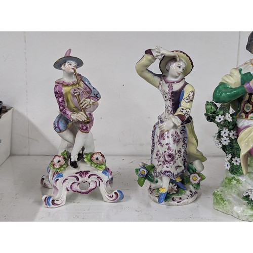 179 - Five pairs and three other 19th century and later porcelain figures to include Bow, Dresden, Sitzend... 